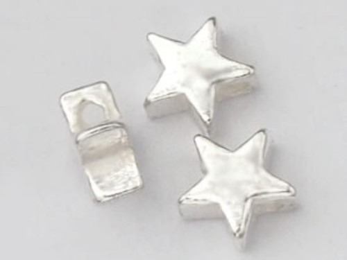 4 of 925 Sterling Silver Little Star Beads 5mm.