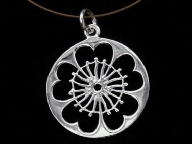 1 of 925 Sterling Silver Disc with Flower Cutout Charm 19 mm.Polish Finish