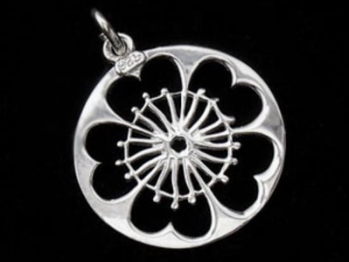 1 of 925 Sterling Silver Disc with Flower Cutout Charm 19 mm.Polish Finish