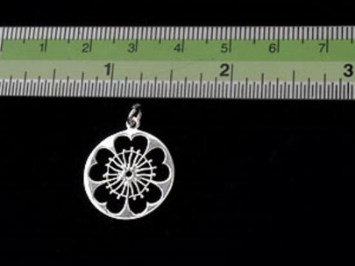 1 of 925 Sterling Silver Disc with Flower Cutout Charm 19 mm.Polish Finish