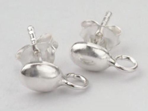 2 pairs of 925 Sterling Silver Oval Earrings Post Findings 4x6 mm.