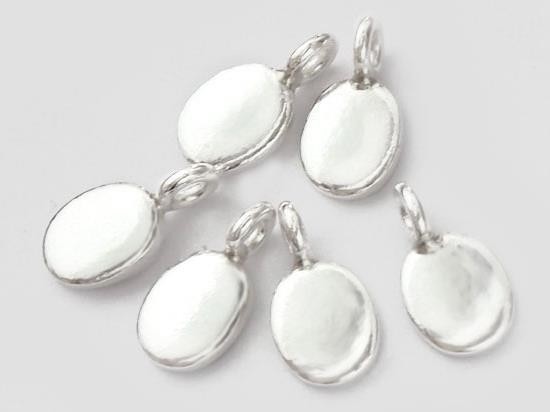 6 of Karen Hill Tribe Silver Oval Tag Disc Charms 6.5x8 mm.