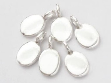 Karen Hill Tribe Silver Oval Tag Disc Charms 6.5x8 mm.