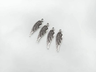 925 Sterling Silver Angel Wing Charms 5x16mm.