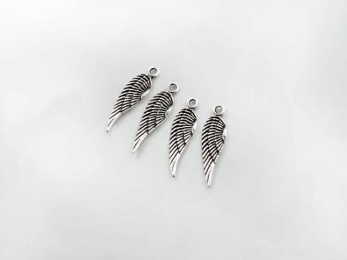 4 of 925 Sterling Silver Angel Wing Charms 5x16mm.