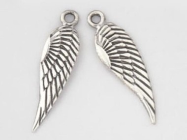 925 Sterling Silver Angel Wing Charms 5x16mm.