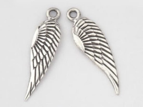 4 of 925 Sterling Silver Angel Wing Charms 5x16mm.