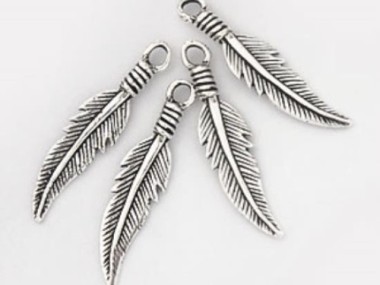 925 Sterling Silver Oxidized Feather Charms 5x23.5 mm.