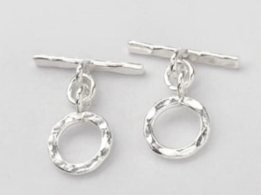 Karen Hill Tribe Silver Hammered Circle Toggles 10 mm.