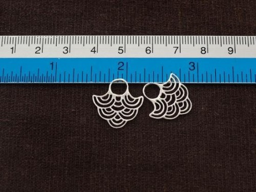 2 of 925 Sterling Silver Wave Design Charms 19x20mm., Polish Finished