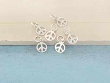 925 Sterling Silver Peace Sign ,Tiny Charms 6 mm.