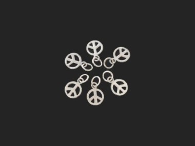 925 Sterling Silver Peace Sign ,Tiny Charms 6 mm.