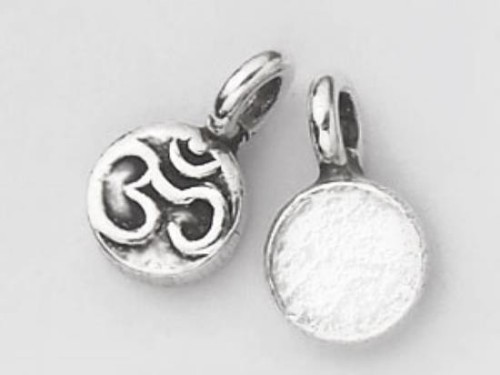 6 of Karen Hill Tribe Silver Ohm Printed Circle Disc Charms 6x2mm.