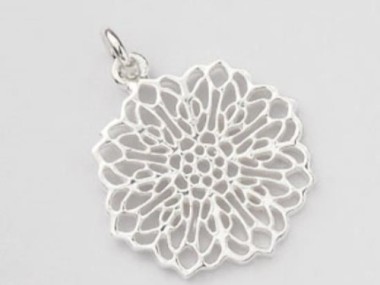 925 Sterling Silver Filigree Disc Charm 18.5mm..