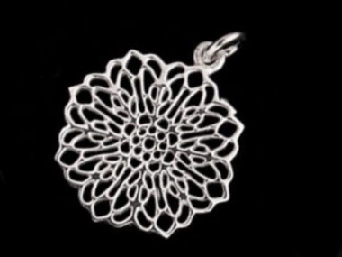 925 Sterling Silver Filigree Disc Charm 18.5mm..