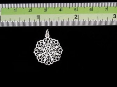 925 Sterling Silver Filigree Disc Charm 18.5mm..