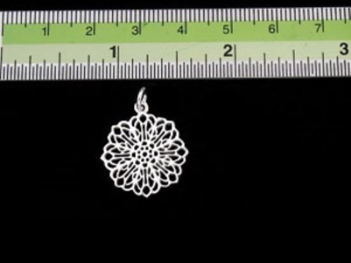 1 of 925 Sterling Silver Filigree Disc Charm 18.5mm..