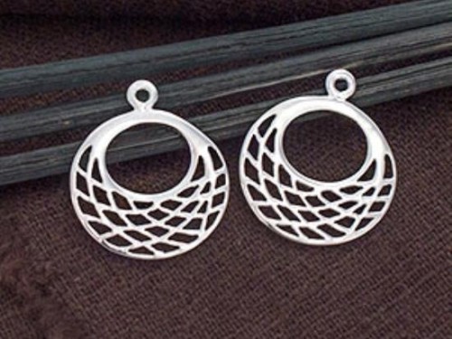 2 of 925 Sterling Silver Filigree Disc Charms 17mm.Polish Finished