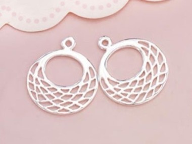 925 Sterling Silver Filigree Disc Charms 17mm.P