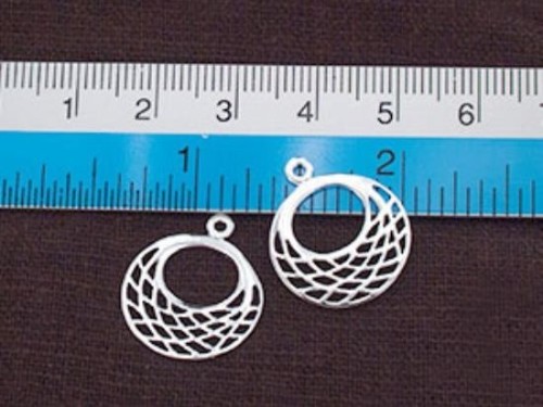 2 of 925 Sterling Silver Filigree Disc Charms 17mm.Polish Finished