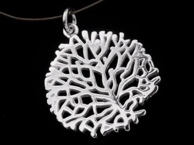 1 of 925 Sterling Silver Coral Pendant 20mm.Polish Finished