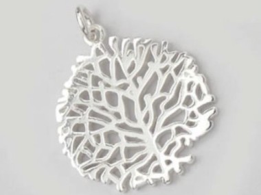 925 Sterling Silver Coral Pendant 20mm.P