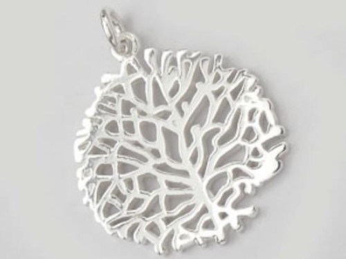 1 of 925 Sterling Silver Coral Pendant 20mm.Polish Finished