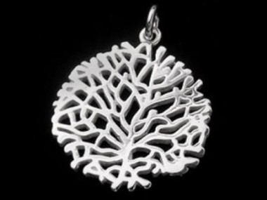 925 Sterling Silver Coral Pendant 20mm.P