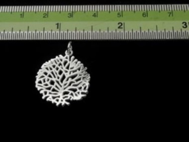 925 Sterling Silver Coral Pendant 20mm.P