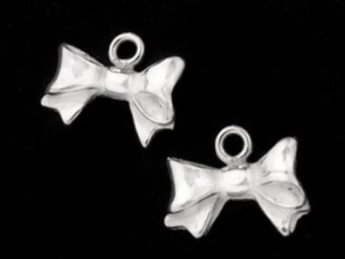 925 Sterling Silver Bow Charms 7x12 mm.