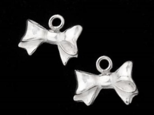 2 of 925 Sterling Silver Bow Charms 7x12 mm.