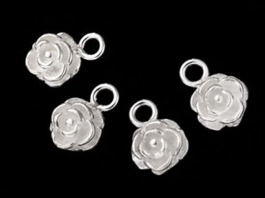 925 Sterling Silver Rose Charms 6.7mm.