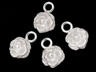 925 Sterling Silver Rose Charms 6.7mm.