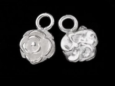 925 Sterling Silver Rose Charms 6.7mm.