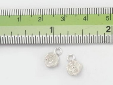 925 Sterling Silver Rose Charms 6.7mm.