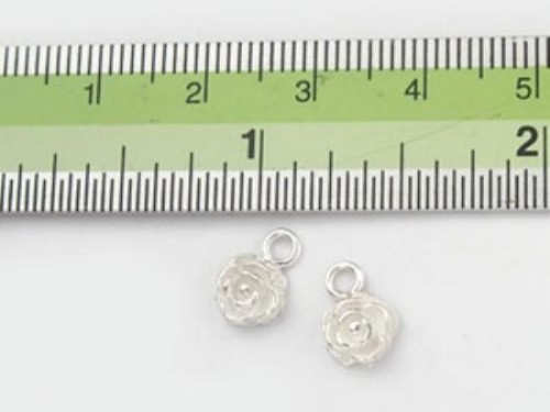 4 of 925 Sterling Silver Rose Charms 6.7mm.