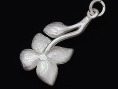 925 Sterling Silver Flower Branch Pendant 12x23mm.