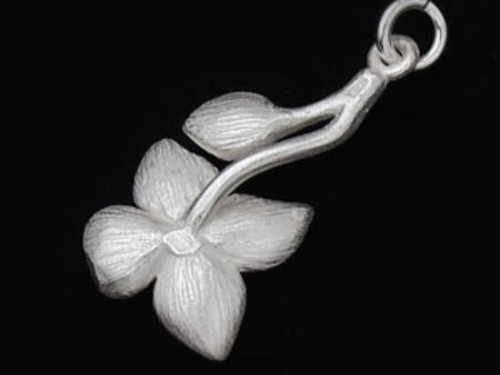 1 of 925 Sterling Silver Flower Branch Pendant 12x23mm.