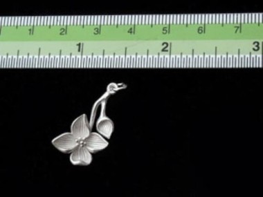 925 Sterling Silver Flower Branch Pendant 12x23mm.