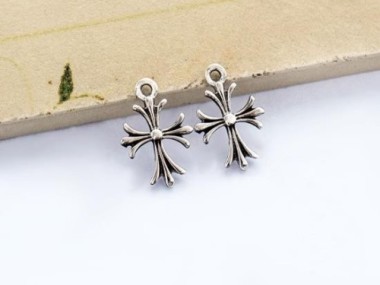 2 of 925 Sterling Silver Oxidized Cross Charms 10x12 mm.