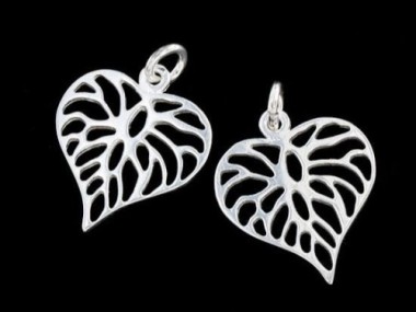 925 Sterling Silver Filigree Heart Charms 16mm.,