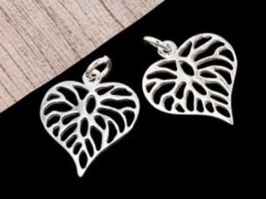 925 Sterling Silver Filigree Heart Charms 16mm.,