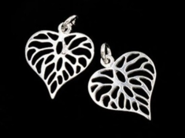 925 Sterling Silver Filigree Heart Charms 16mm.,