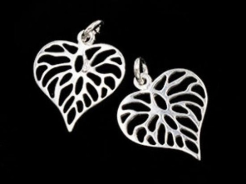 2 of 925 Sterling Silver Filigree Heart Charms 16mm., Polish Finished