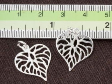 925 Sterling Silver Filigree Heart Charms 16mm.,