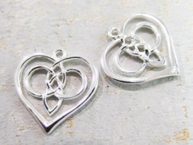 925 Sterling Silver Celtic Heart Charms 16.5mm.,