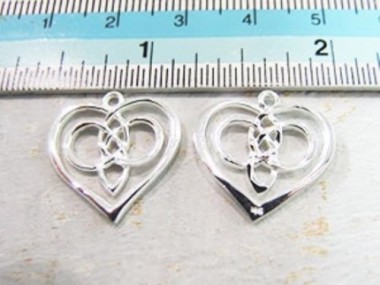 925 Sterling Silver Celtic Heart Charms 16.5mm.,