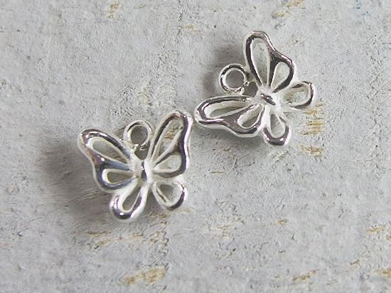 4 of 925 Sterling Silver Small Butterfly Charms 6.5x8 mm.