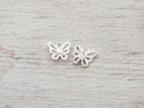 4 of 925 Sterling Silver Small Butterfly Charms 6.5x8 mm.