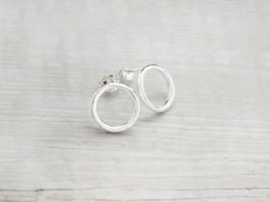 925 Sterling Silver Circle Stud Earrings 12.5mm.